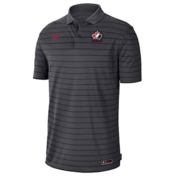 Nike Anthracite Hockey Canada DRY Stripe - Polo​ MEDIUM - Picture 1 of 9